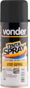 Vonder, Tinta Em Spray Preta, Brilhante, Com 200 Ml.
