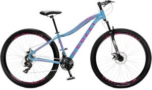 Colli Bike, Eudora em Alumínio Quadro Rebaixado (15,5) Câmbio SHIMANO, Aro 29 Aero, 36 Raias, 21 Marchas, Freios a Disco Dianteiro e Traseiro, Câmbio Traseiro SHIMANO Azul
