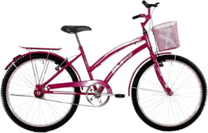Bicicleta Aro 24 Feminina Susi Rosa Pink Com Para-lama e Cesta