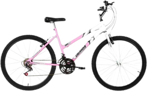 Bicicleta de Passeio Ultra Bikes Esporte Bicolor Aro 24 Reforçada Freio V-Brake – 18 Marchas Feminina Rosa Bebê_Branco