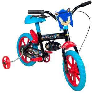 Verden Bicicleta Infantil Sonic Aro 12 Preta e Azul com rodinhas e garrafinha